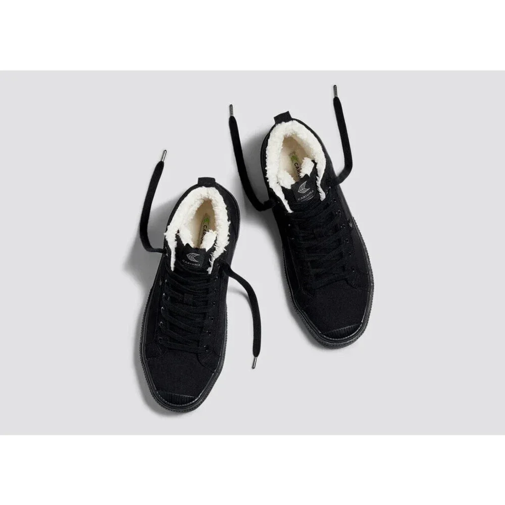 Cariuma OCA Therma High Sneakers Women's 8.5 Black Suede Shearling Shoes GAL821